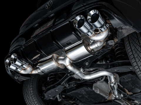 AWE Tuning MK8 Volkswagen Golf R 3in Touring Edition Quad Exhaust - Chrome Silver Tips - 3015-42658