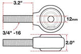 SPC Performance xAxis Sealed Flex Joint RH 3/4in-16x12mm BH x 2in W - 15732