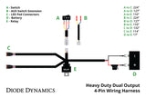 Diode Dynamics Heavy Duty Dual Output 3-way 4-pin Wiring Harness - DD4093