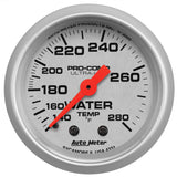 Autometer Ultra-Lite 52mm 140-280 Deg F Mechanical Water Temp Gauge - White - 4331