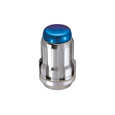 McGard SplineDrive Lug Nut (Cone Seat) M12X1.5 / 1.24in. Length (4-Pack) - Blue Cap (Req. Tool) - 65357BC
