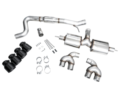AWE Tuning MK8 Volkswagen Golf R 3in Touring Edition Quad Exhaust - Diamond Black Tips - 3015-43658