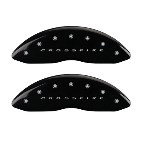 MGP 4 Caliper Covers Engraved Front & Rear Crossfire Black finish silver ch - 32010SCRFBK