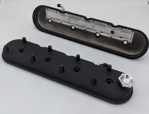 Granatelli 96-22 GM LS Standard Hieght Valve Cover w/Angled Coil Mount - Blk Wrinkle (Pair) - 640367