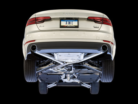 AWE Tuning Audi B9 A4 Track Edition Exhaust Dual Outlet - Chrome Silver Tips (Includes DP) - 3020-32024