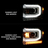 ANZO 2014-2015 GMC Sierra 1500 Projector Headlights w/ Light Bar Chrome Housing (Halogen Type) - 111514