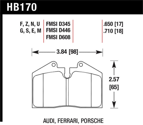 Hawk 79-99 Porsche 911 / 86-95 Porsche 928 / 86-94 Porsche 944 Turbo DTC-60 Race Rear Brake Pads - HB170G.650