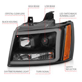 ANZO 07-14 Chevy Tahoe Projector Headlights w/ Plank Style Design Black w/ Amber - 111402