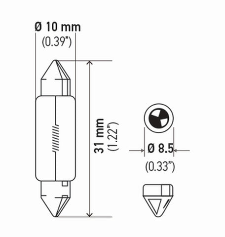 Hella Bulb 6411 12V 10W Sv858 T325 10X41(2) - 6411TB
