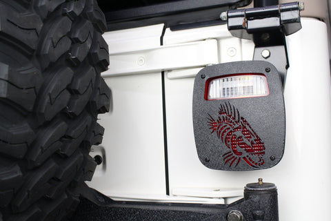 Fishbone Offroad Jeep Wrangler CJ YJ TJ Tail Light Covers - Black Textured Powdercoat - FB31044