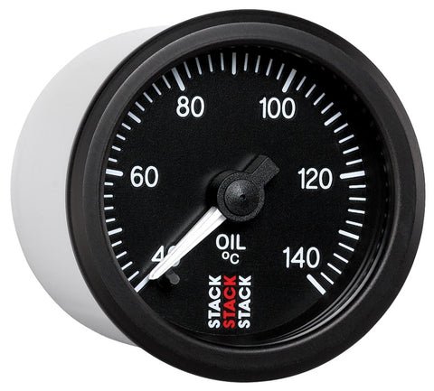 Autometer Stack 52mm 40-140 Deg C 1/8in NPTF Male Pro Stepper Motor Oil Temp Gauge - Black - ST3309