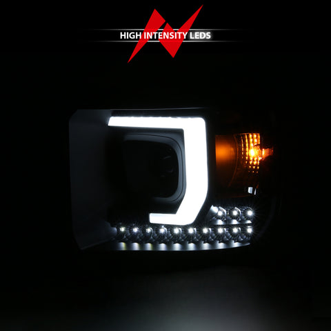 ANZO 2014-2015 GMC Sierra 1500HD Projector Plank Style Headlight Black W/ DRL - 111450