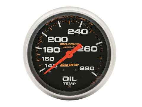 Autometer Liquid Filled Mechanical 66.7mm 140-280 deg F Oil Termperature Gauge Includes 12 ft Tubing - 5443