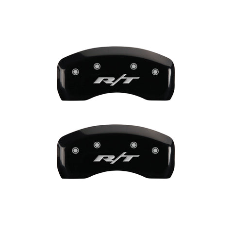MGP 4 Caliper Covers Engraved Front & Rear RT Black finish silver ch - 12192SRT1BK
