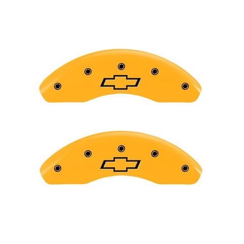 MGP 2 Caliper Covers Engraved Front Bowtie Yellow Finish Black Char 1999 Chevrolet Astro - 14001FBOWYL
