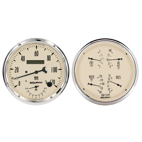 Autometer Antique Beige Quad & Tach/Speedo 5in. - 2 Pc. - 1852