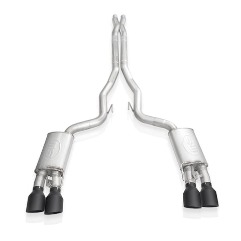 Stainless Works 2020 Ford GT500 Legend Catback X-Pipe Exhaust Factory Connect - Black Tips - GT500CBXFCLB