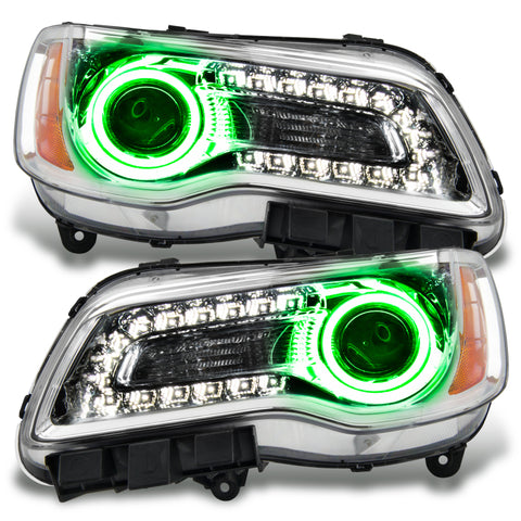 Oracle 11-14 Chrysler 300C NON HID LED Halo Headlights Chrome Housing - Green - 7728-004