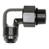 DeatschWerks 10AN ORB Male Swivel to 10AN Male Flare 90-Degree Fitting - Anodized Titanium - 6-02-0412