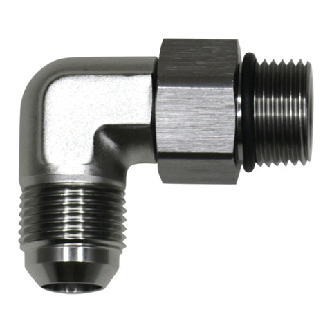 DeatschWerks 10AN ORB Male Swivel to 10AN Male Flare 90-Degree Fitting - Anodized Titanium - 6-02-0412
