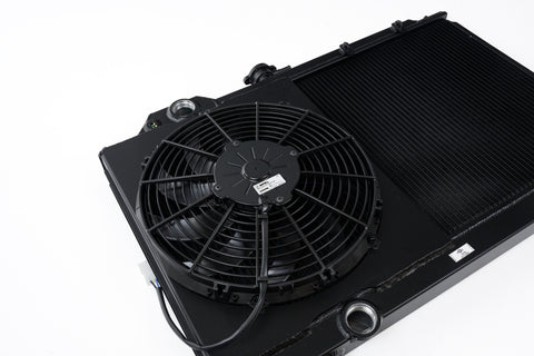 CSF 01-07 Mitsubishi Evo 7/8/9 Full-Slim Radiator w/12in Fan &amp; Shroud/-16AN - Black - 7075B