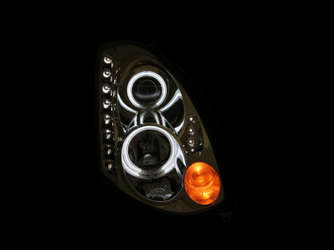 ANZO 2003-2007 Infiniti G35 Projector Headlights w/ Halo Chrome (CCFL) (HID Compatible) - 121364