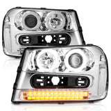 ANZO 2002-2009 Chevrolet Trailblazer Projector Headlights w/ Halo Chrome - 111131