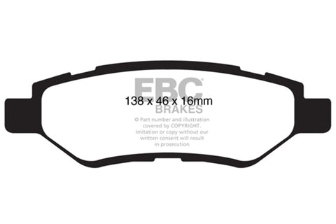 EBC 08-13 Cadillac CTS 3.0 Yellowstuff Rear Brake Pads - DP41829R