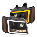 ANZO 07-14 Chevy Tahoe Projector Headlights w/ Plank Style Design Black w/ Amber - 111402