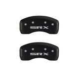MGP 4 Caliper Covers Engraved Front Cursive/Cadillac Engraved Rear SRX Red finish silver ch - 35002SSRXRD