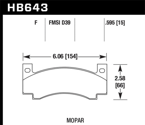 Hawk 70-74 Dodge Challenger/70-77 Charger / 70-74 Plymouth Barracuda HPS Street Rear Brake Pads - HB643F.595
