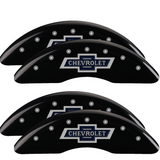 MGP 4 Caliper Covers Engraved F & R 100th Anniv Black Finish Silver Char 2019 Chevy Silverado 3500HD - 14173SBANBK