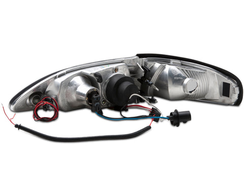 Raxiom 94-98 Ford Mustang LED Halo Projector Headlights- Black Housing (Smoked Lens) - 49119