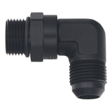 DeatschWerks 10AN ORB Male Swivel to 10AN Male Flare 90-Degree Fitting - Anodized Matte Black - 6-02-0412-B