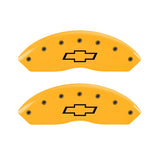 MGP 2 Caliper Covers Engraved Front Bowtie Yellow Finish Black Char 1997 Chevrolet C3500 - 14003FBOWYL