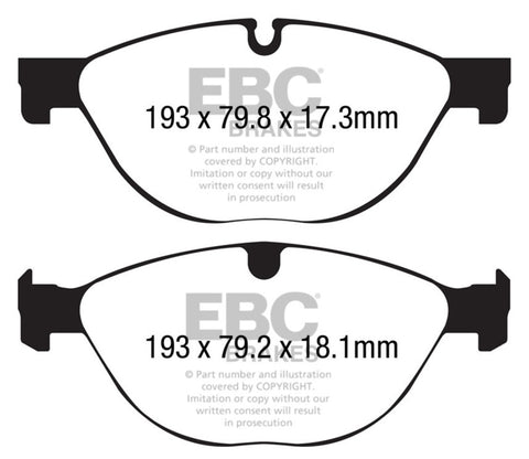 EBC 13+ Jaguar F-Type (Cast Iron Only) 3.0 Supercharged (380) Perf Pkg Yellowstuff Front Brake Pads - DP42191R