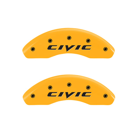 MGP 2 Caliper Covers Engraved Front 2015/Civic Yellow Finish Black Char 2011 Honda Civic - 20143FCIVYL