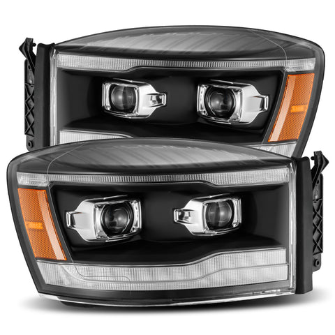 AlphaRex 06-08 Dodge Ram 1500HD PRO-Series Projector Headlights Plank Style Black w/Seq Signal/DRL - 880532