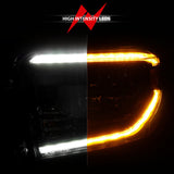 ANZO 2014-2021 Toyota Tundra LED Crystal Headlights w/ Switchback Black Housing w/ DRL - 111533