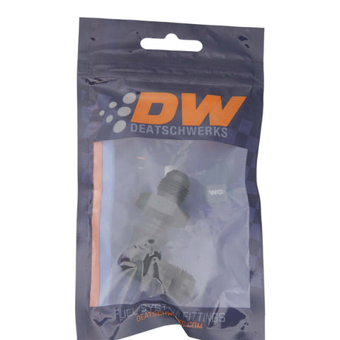 DeatschWerks 6AN Male Flare to 6AN Male Flare Bulkhead Adapter 90-Degree - Anodized Matte Black - 6-02-0710-B