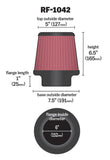 K&N Round Tapered Universal Air Filter 6in Flange ID x 7.5in Base OD x 5in Top OD x 6.5in Height - RF-1042