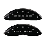 MGP Front set 2 Caliper Covers Engraved Front With out stripes/Dodge Black finish silver ch - 12002FDD4BK