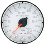 Autometer Spek-Pro Gauge Fuel Press 2 1/16in 30psi Stepper Motor W/Peak & Warn Wht/Blk - P316128