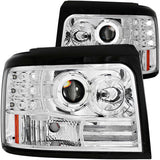 ANZO 1992-1996 Ford F-150 Projector Headlights w/ Halo Chrome w/ Side Markers and Parking Lights - 111183