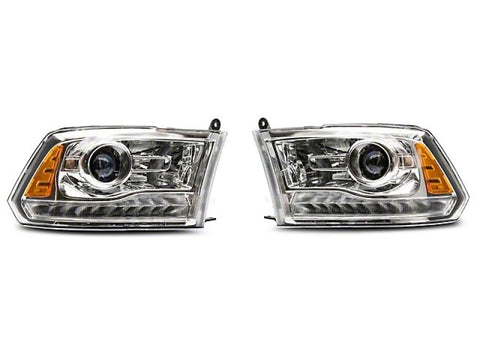 Raxiom 09-18 Dodge RAM 1500 LED Halo Headlights w/ Swtchbck Turn Signals- Chrome Hsng (Clear Lens) - R111519