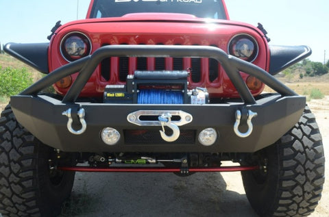 DV8 Offroad 07-18 Jeep Wrangler JK/JL FS-14 Mid Length Steel Front Bumper w/ Fog Lights & LED Lights - FBSHTB-14