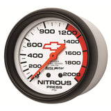 AutoMeter Gauge Nitrous Pressure 2-5/8in. 2000PSI Mechanical Chevy Red Bowtie White - 5828-00406