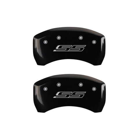 MGP 4 Caliper Covers Engraved Front & Rear Gen 5/SS Black finish silver ch - 14231SSS5BK