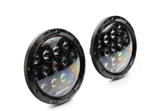Raxiom 97-18 Jeep Wrangler TJ/JK Axial Series 13-LED Headlights- Black Housing (Clear Lens) - J150093