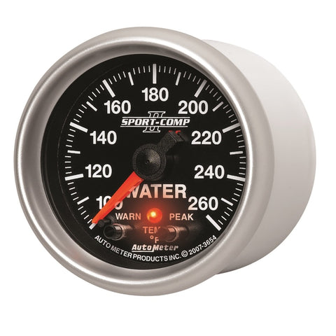 Autometer Sport-Comp II 52.4mm 100-260 Deg F Water Temp Peak & Warn w/ Electronic Control Gauge - 3654